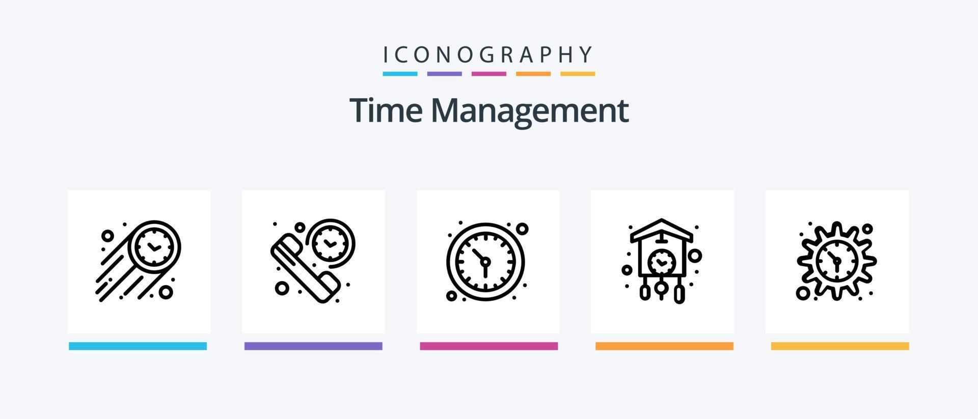 Time Management Line 5 Icon Pack Including notification. watch. pocket watch. time. clock. Creative Icons Design vector
