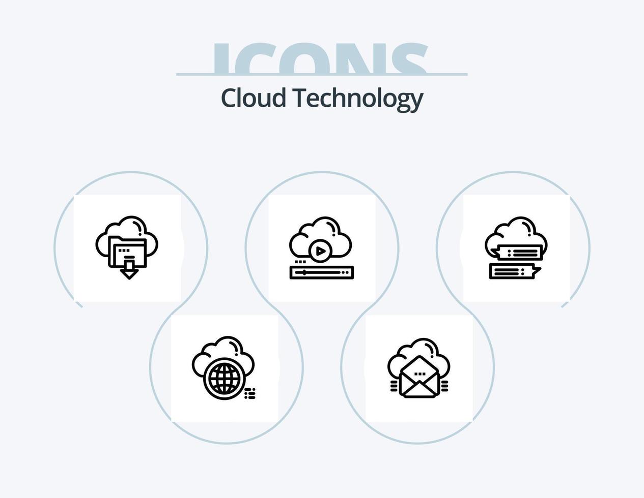 Cloud Technology Line Icon Pack 5 Icon Design. cloud. gear. online. data. mouse vector