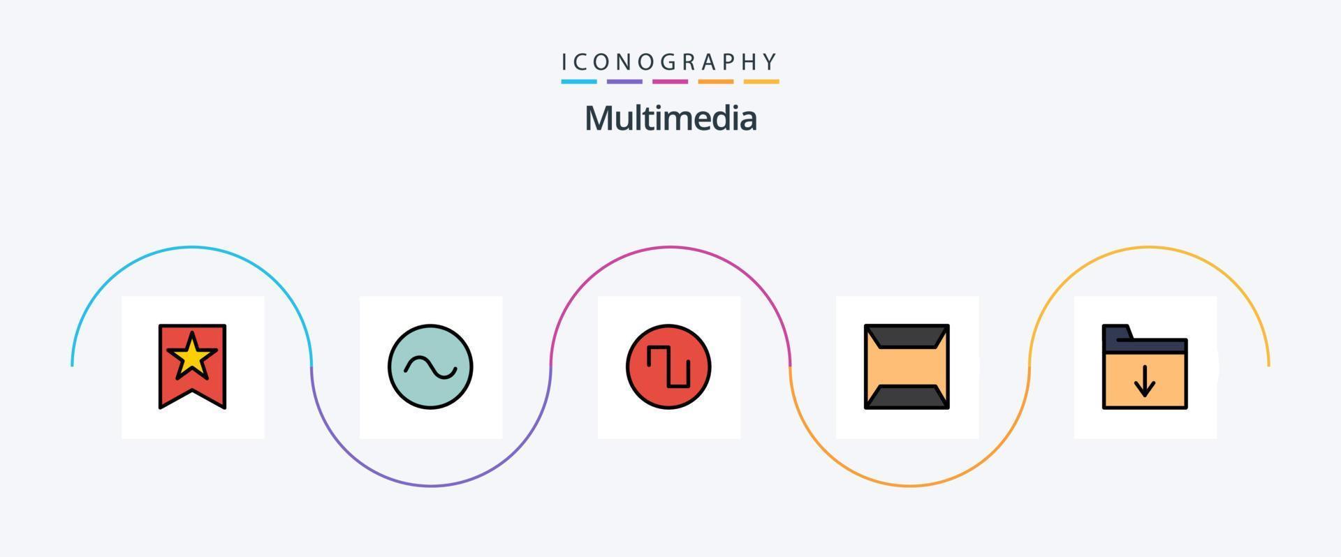 Multimedia Line Filled Flat 5 Icon Pack Including . wave. insert. document vector