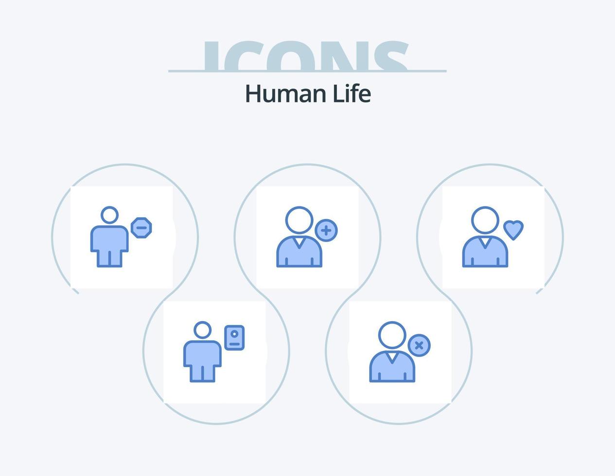 paquete de iconos azul humano 5 diseño de iconos. amigo. usuario. avatar. nuevo. firmar vector