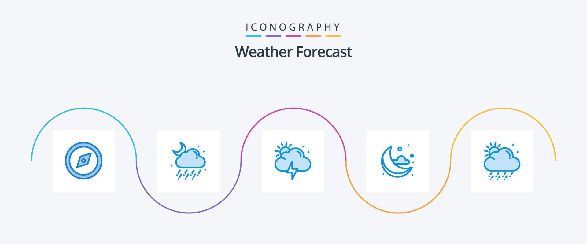Paquete de 5 íconos Weather Blue que incluye . clima. clima. Nevado. clima vector