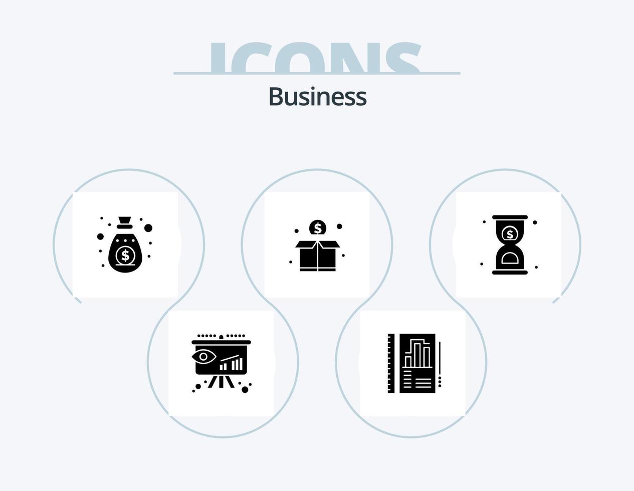 paquete de iconos de glifos de negocios 5 diseño de iconos. reloj de arena. dinero. ingreso. fondos. multitud vector