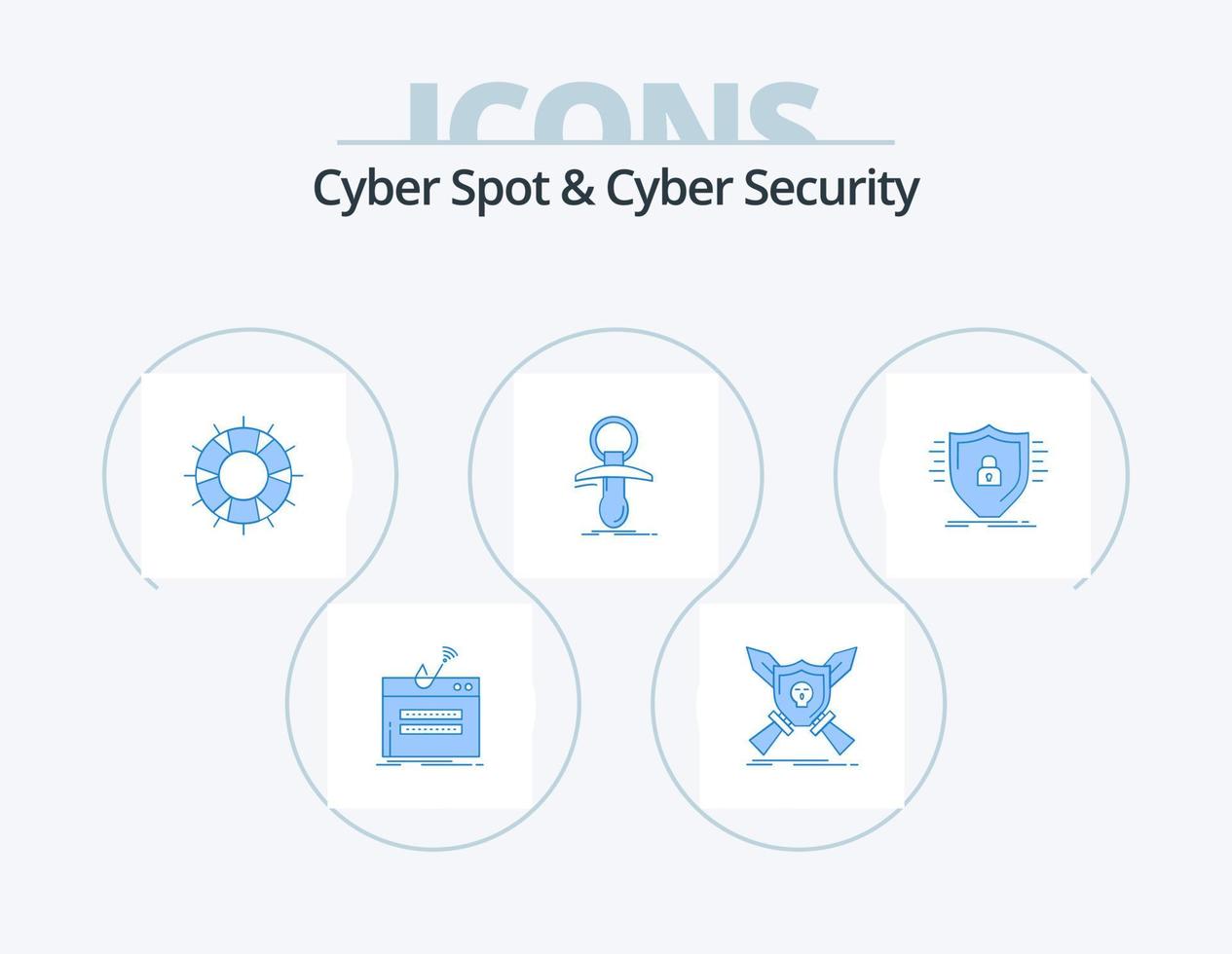 Cyber Spot And Cyber Security Blue Icon Pack 5 Icon Design. newbie. baby. shield. support. lifesaver vector