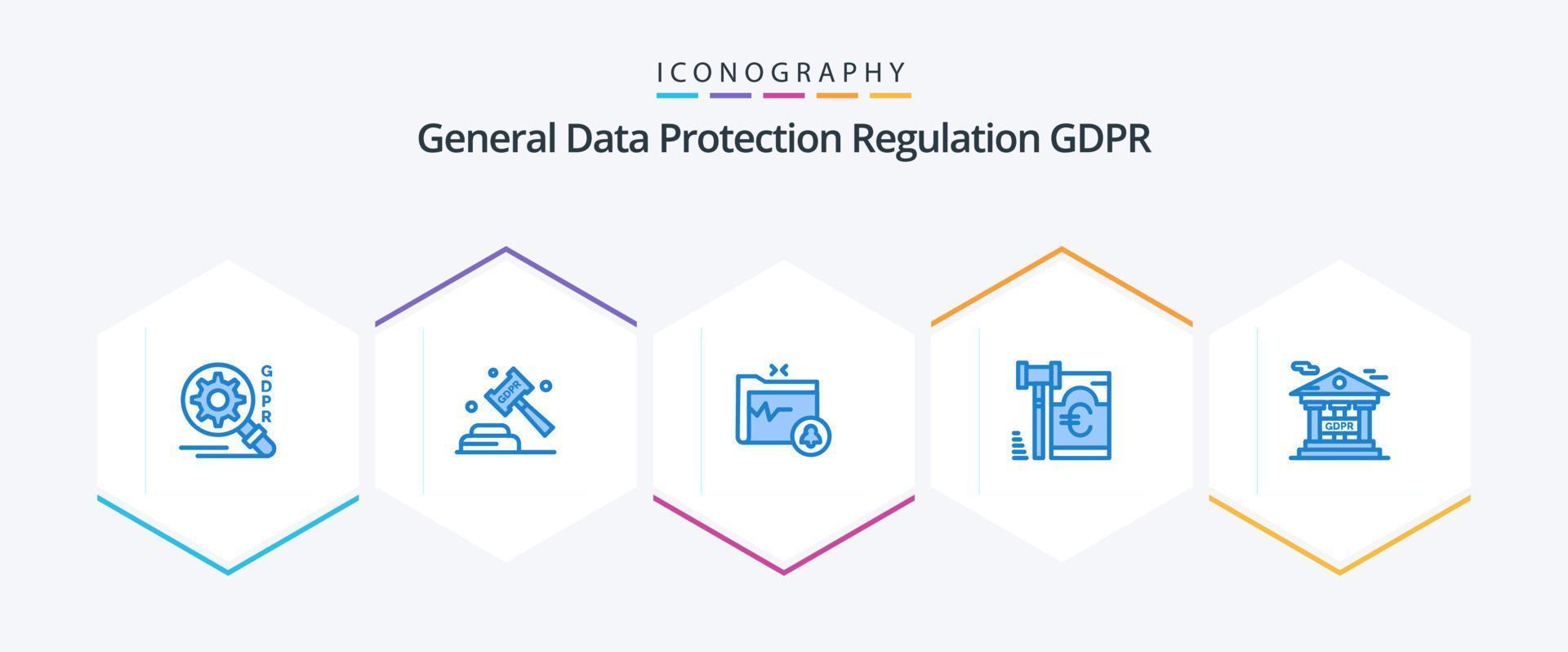 Gdpr 25 Blue icon pack including financial. law. document. security. gdpr vector