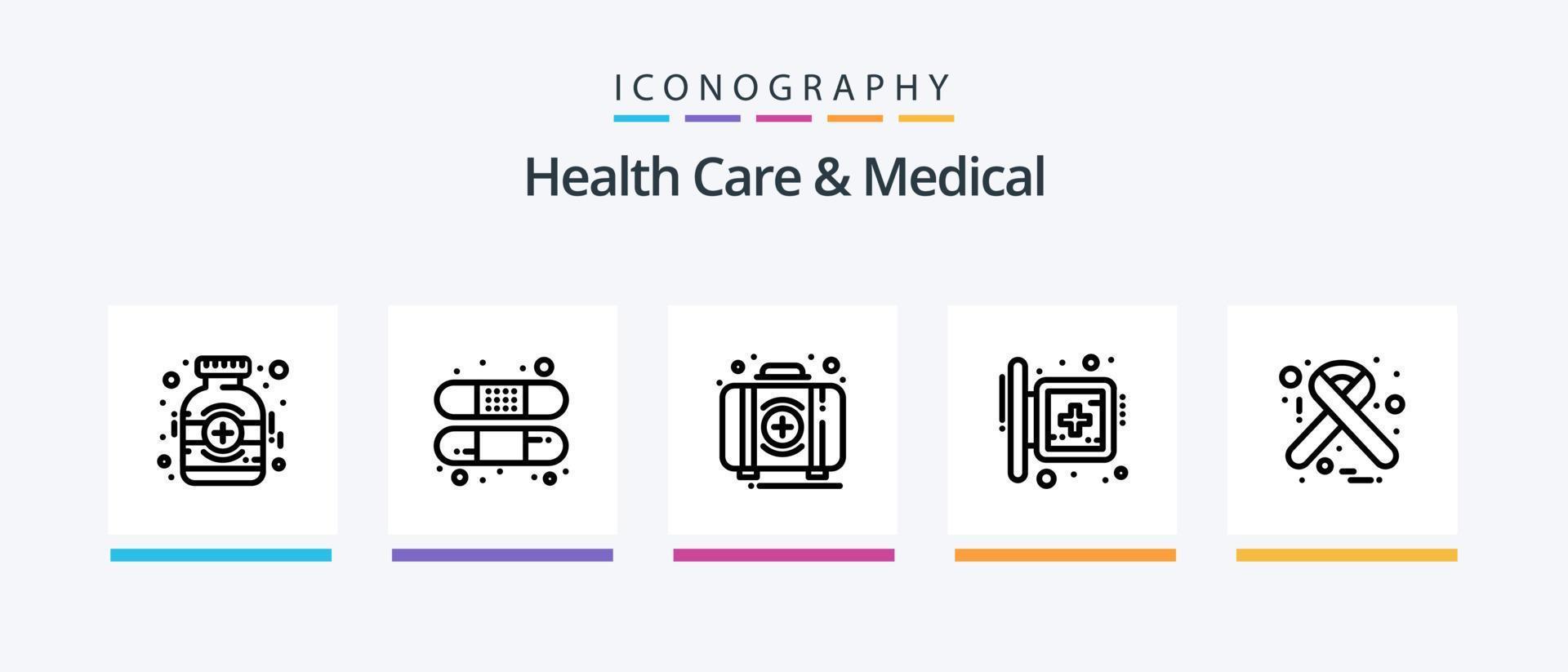 paquete de iconos de atención médica y línea médica 5 que incluye atención médica. médico. teléfono. primero. ayuda. diseño de iconos creativos vector