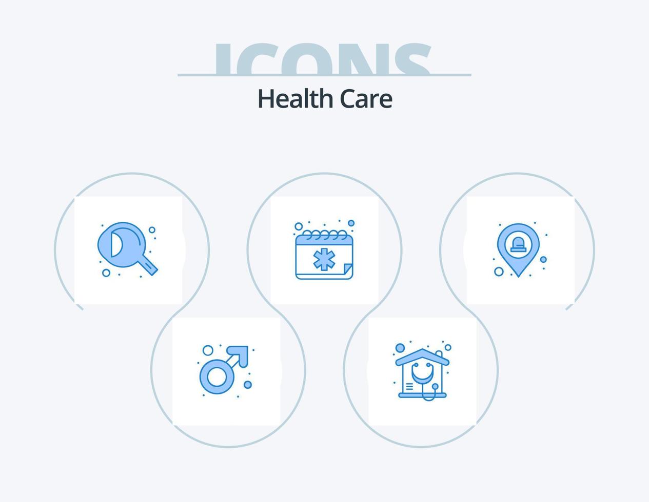 Health Care Blue Icon Pack 5 Icon Design. emergency. calendar. cornea. book. agenda vector