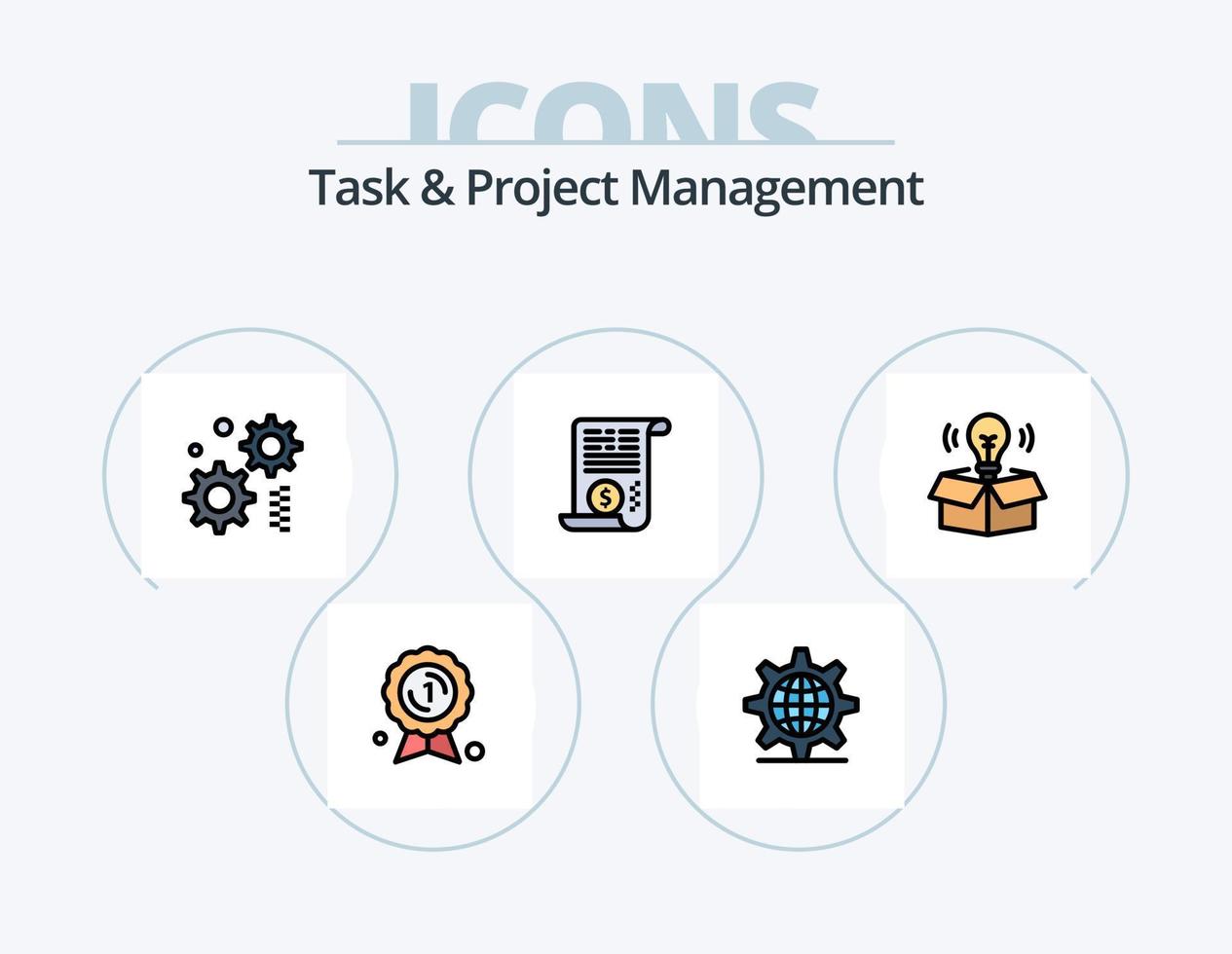 Task And Project Management Line Filled Icon Pack 5 Icon Design. board . money. dollar . vector