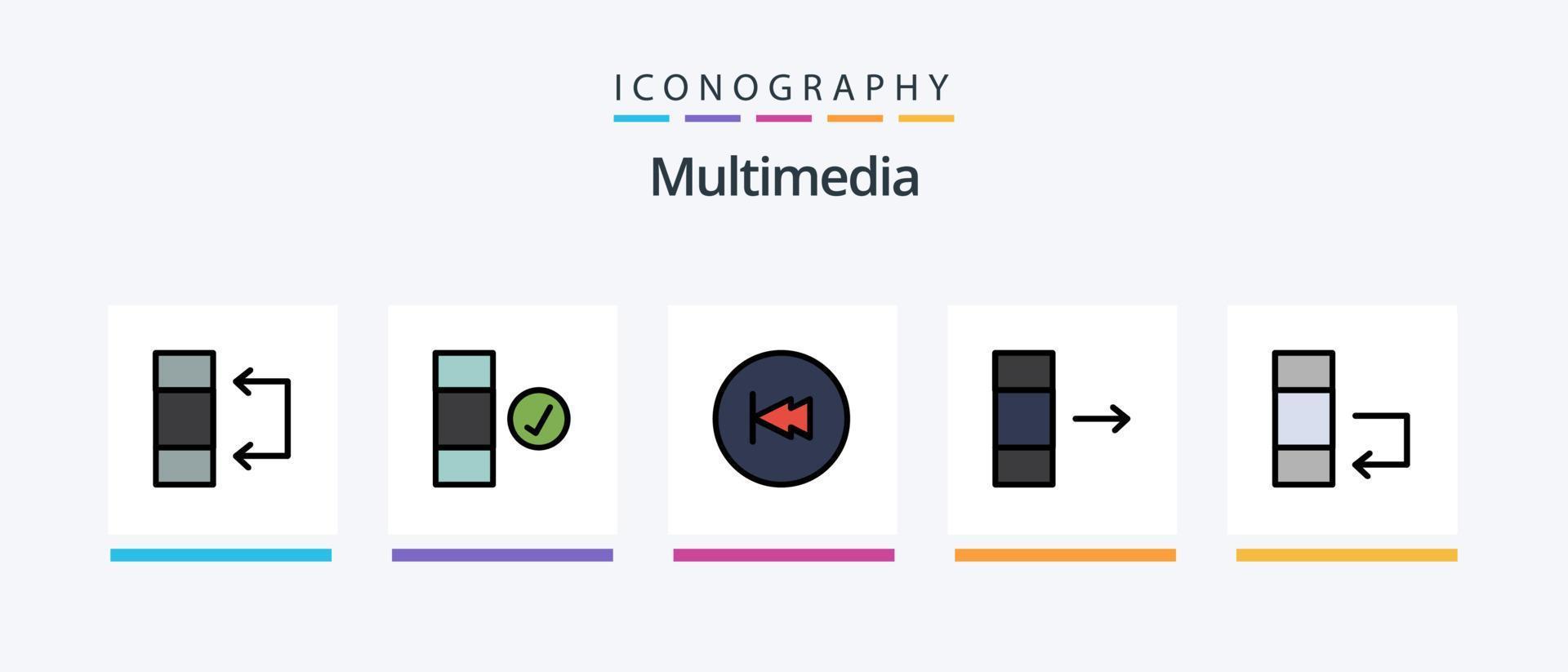 Multimedia Line Filled 5 Icon Pack Including . search. forward. data. exchange. Creative Icons Design vector