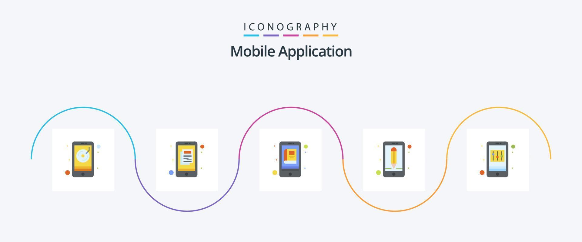 paquete de iconos planos de 5 aplicaciones móviles que incluye la aplicación. ui aplicación interfaz. aplicación vector