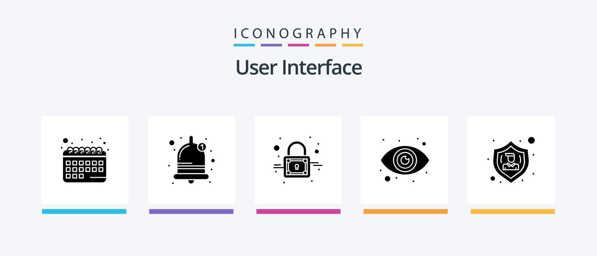 User Interface Glyph 5 Icon Pack Including . user. secure. protect. action. Creative Icons Design vector