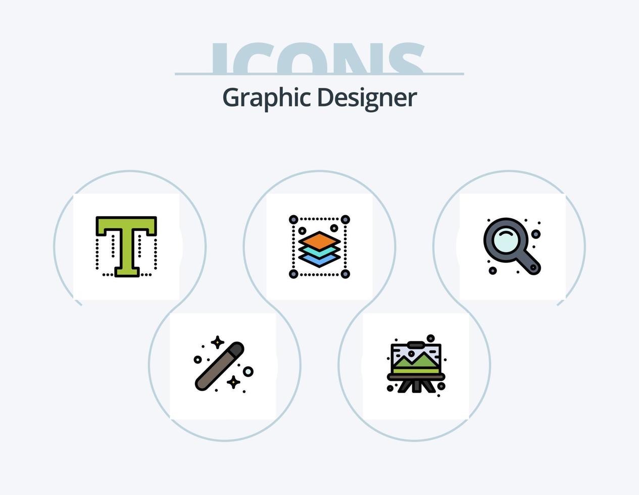 Graphic Designer Line Filled Icon Pack 5 Icon Design. designing. creative. brush. design. creative vector