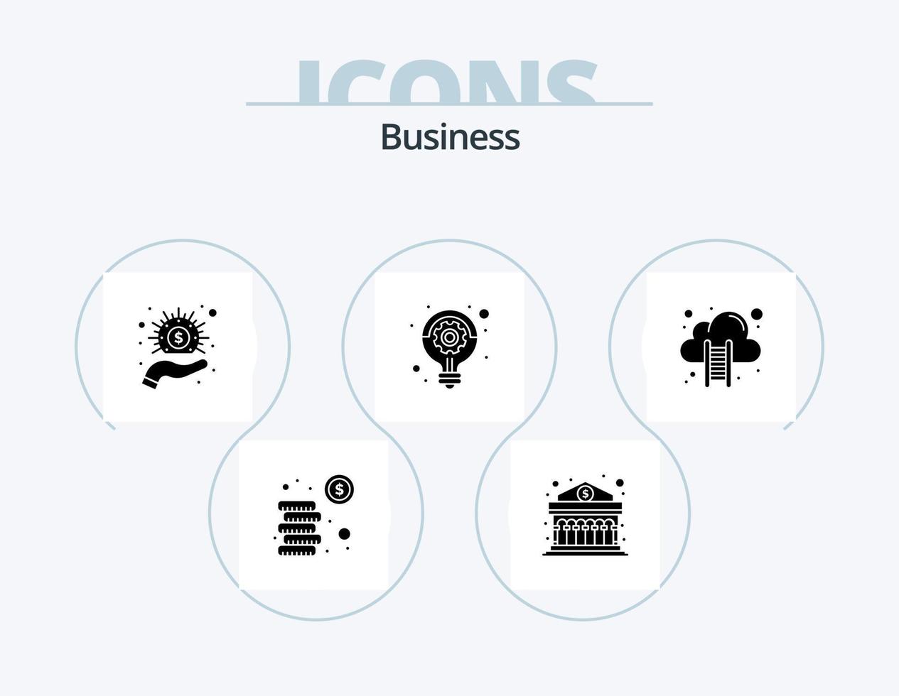 Business Glyph Icon Pack 5 Icon Design. cloud hosting. idea. business. strategy. business vector