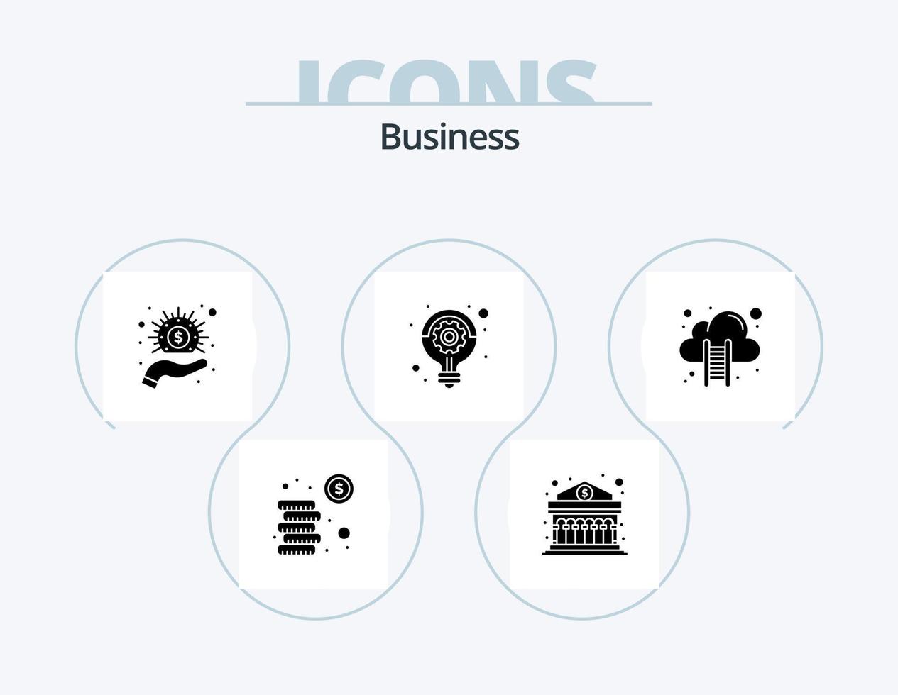 paquete de iconos de glifos de negocios 5 diseño de iconos. alojamiento en la nube idea. negocio. estrategia. negocio vector