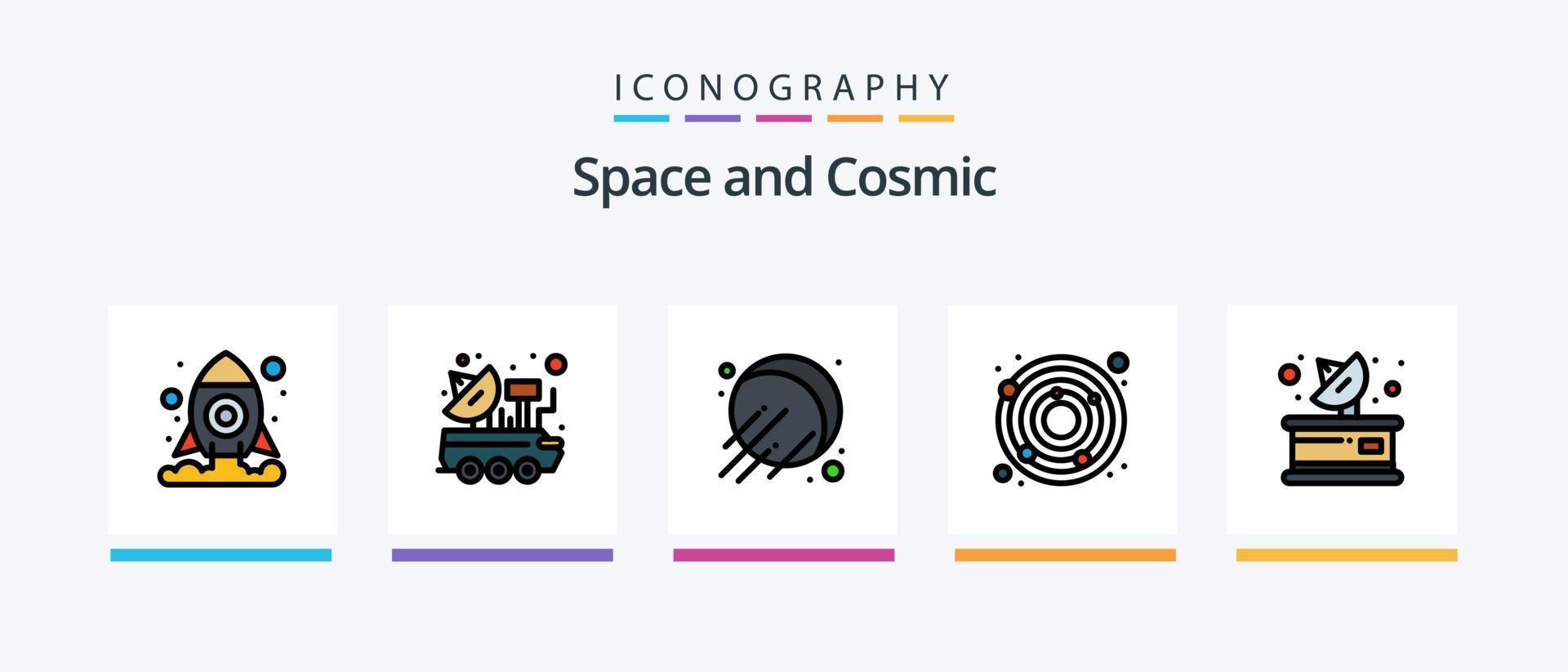 Space Line Filled 5 Icon Pack Including space. astronomy. astronomy. space. neptune. Creative Icons Design vector