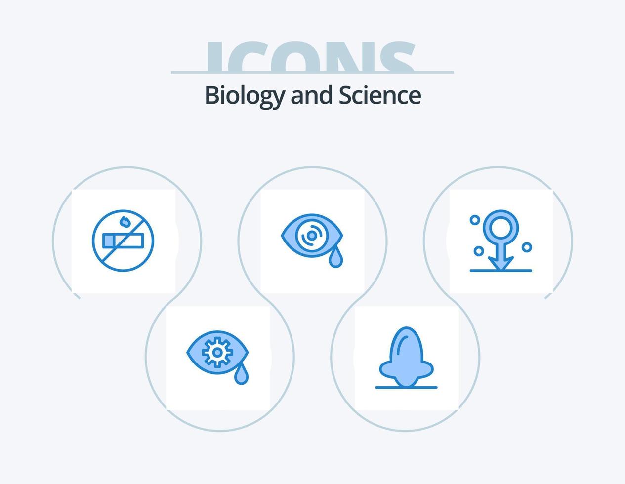 Biology Blue Icon Pack 5 Icon Design. . healthcare. nonsmoking. male. tears vector