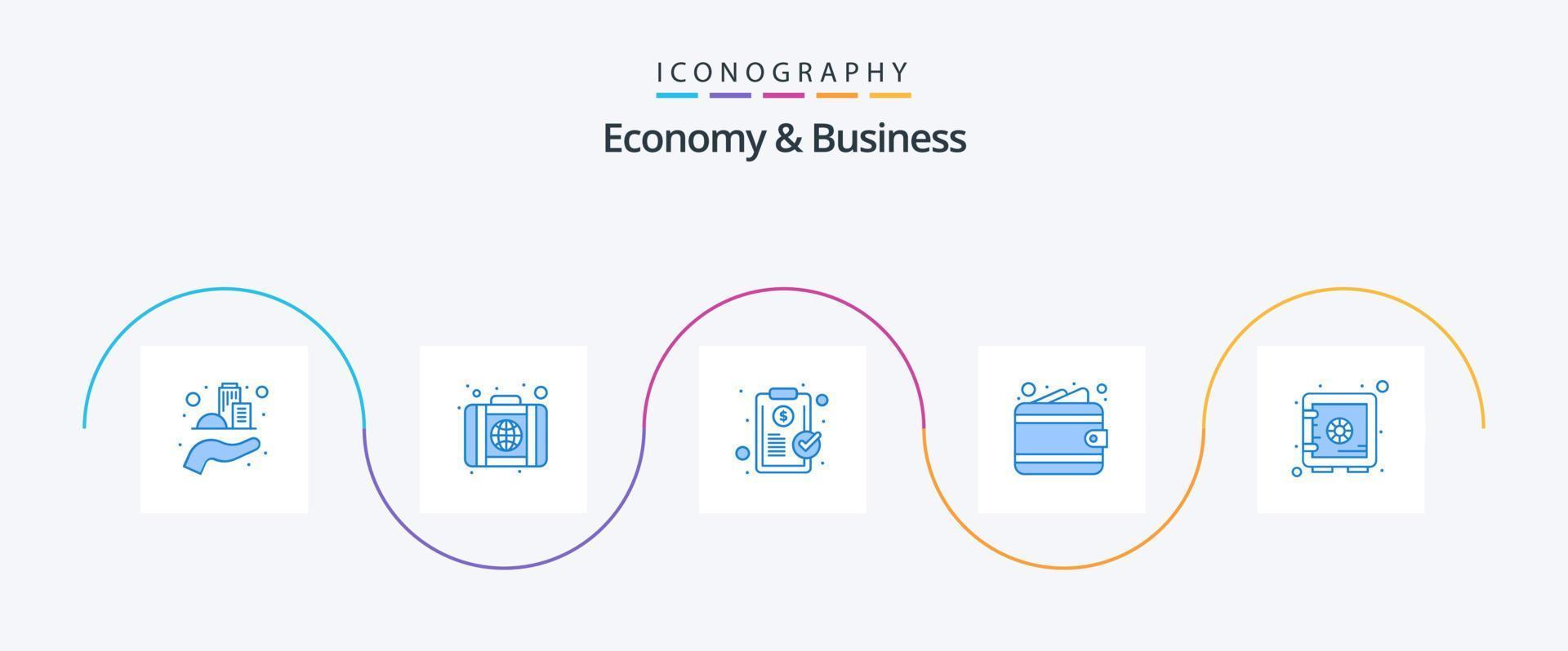 paquete de iconos azul 5 de economía y negocios que incluye dinero. junta. billetera. dinero vector