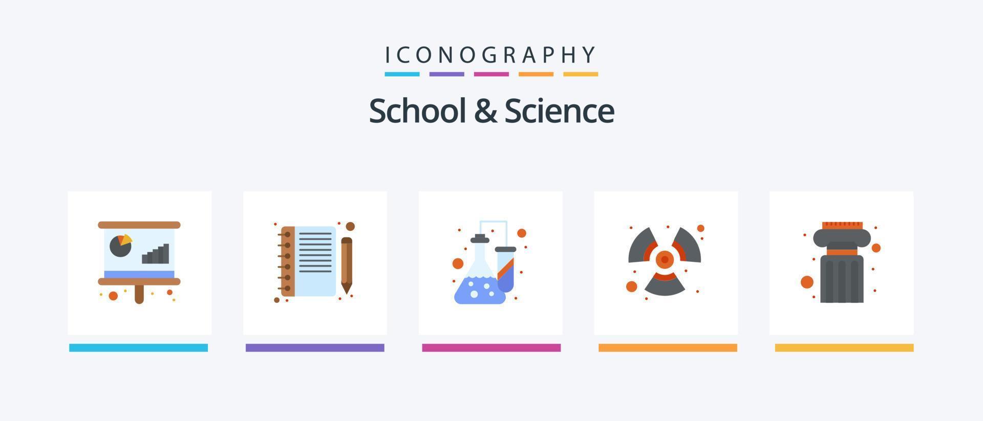 paquete de iconos de 5 planos de escuela y ciencia que incluye pilar. energía. química. viento. admirador. diseño de iconos creativos vector