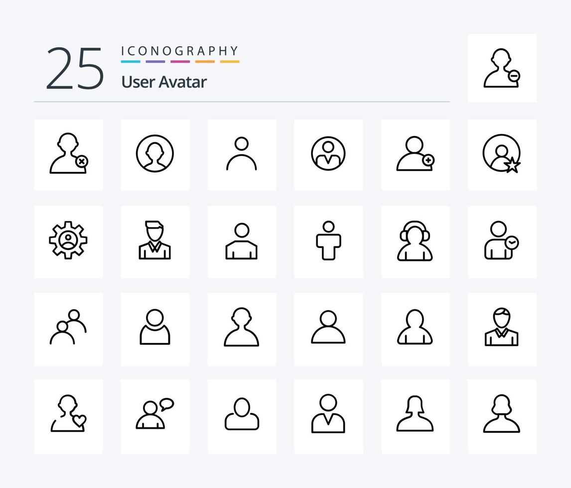 User 25 Line icon pack including controls. profile. profile. user. user vector