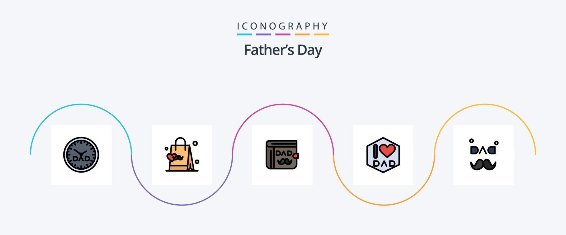 Fathers Day Line Filled Flat 5 Icon Pack Including father. fathers day. wallet. father. vector
