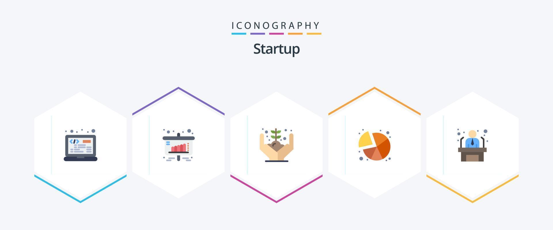 Startup 25 Flat icon pack including employee. graph. growth. statistics. chart vector