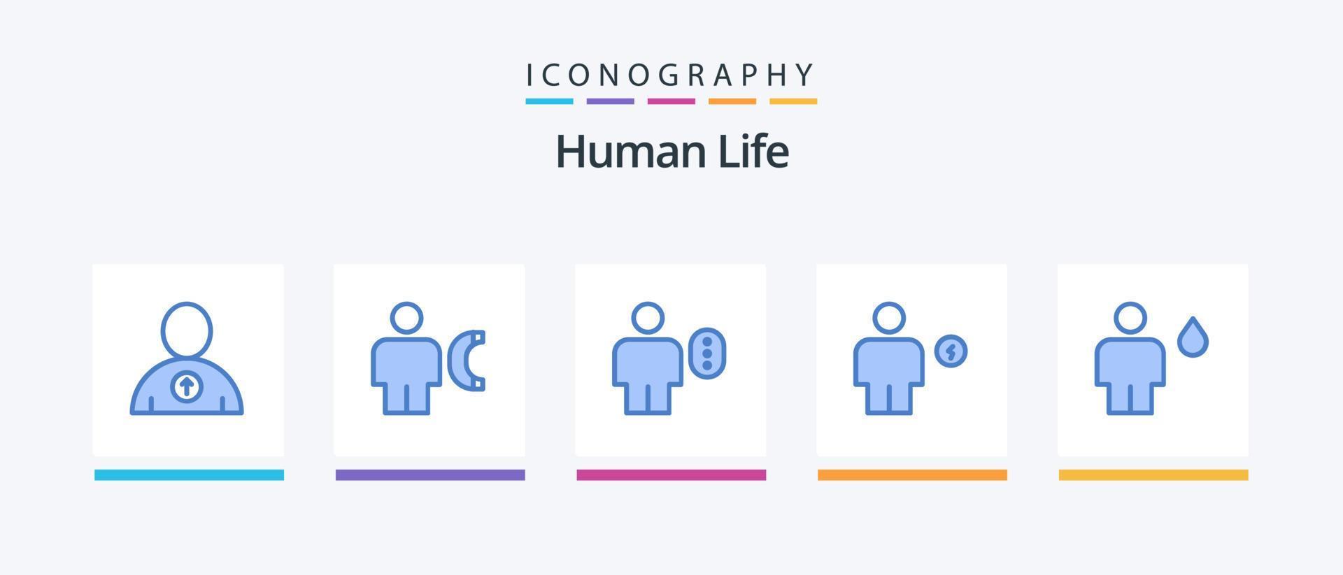 Human Blue 5 Icon Pack Including human. electricity. access. body. password. Creative Icons Design vector