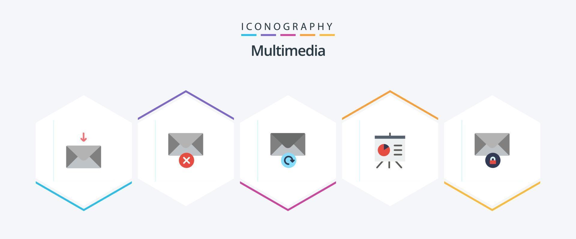 Multimedia 25 Flat icon pack including . . retry. private. mail vector