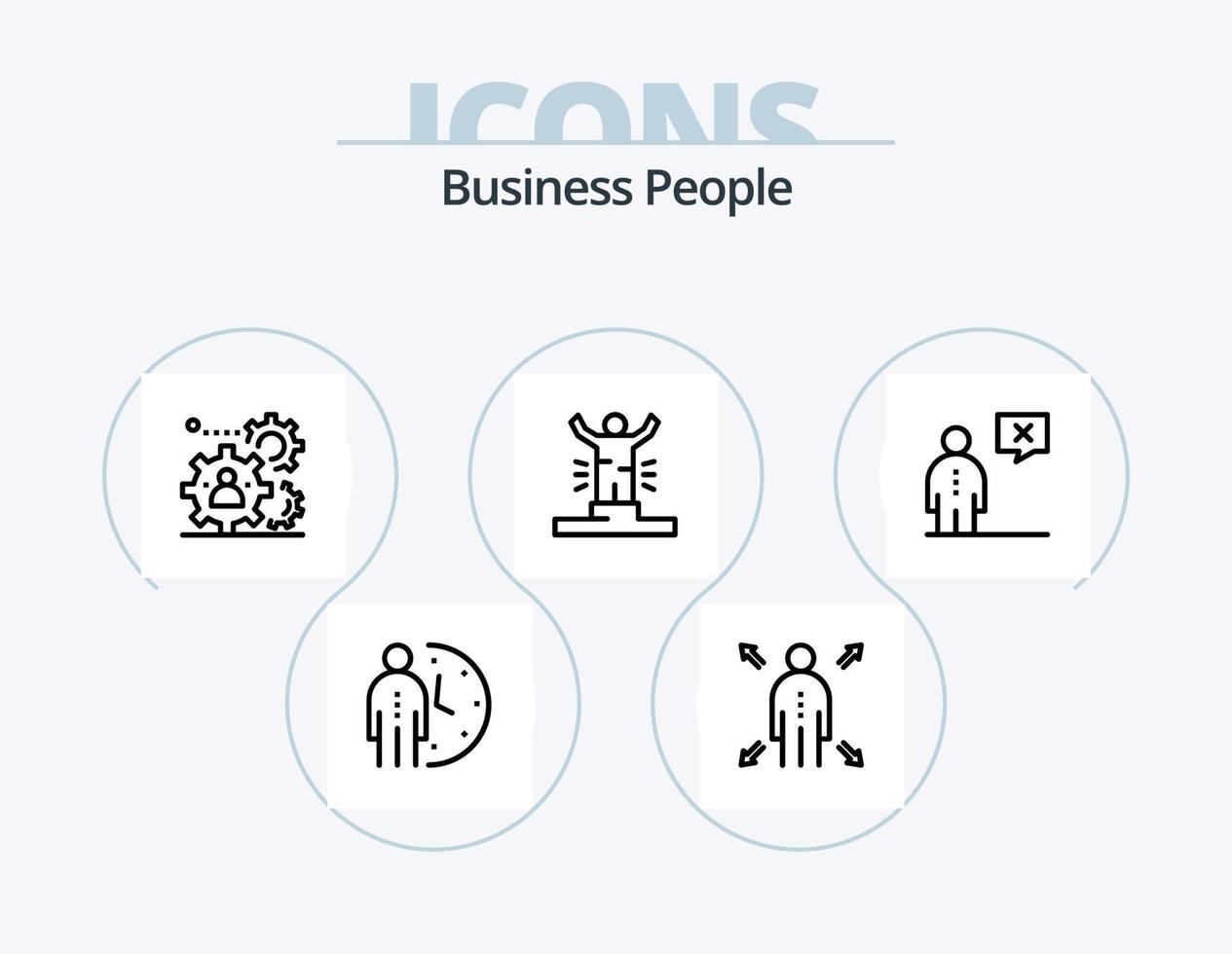 icono de línea de gente de negocios paquete 5 diseño de icono. gestión. datos. trabajo en equipo. cuadro. humano vector
