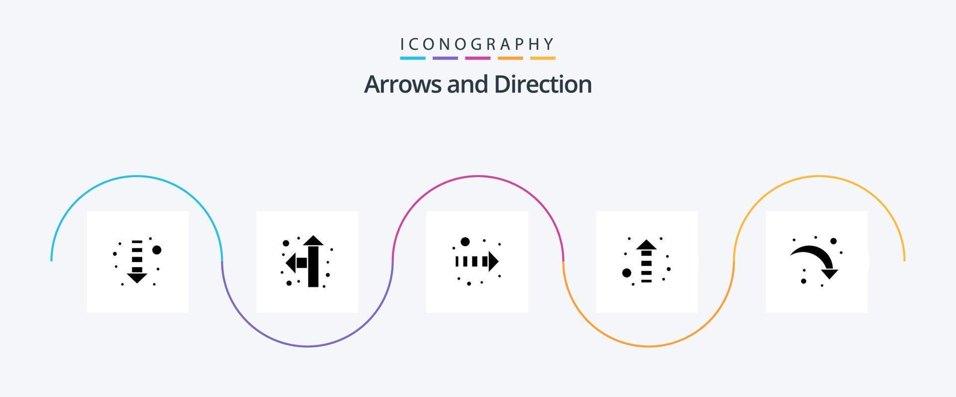 paquete de iconos de glifo de flecha 5 que incluye . abajo. bien. flecha correcta. actualizar vector