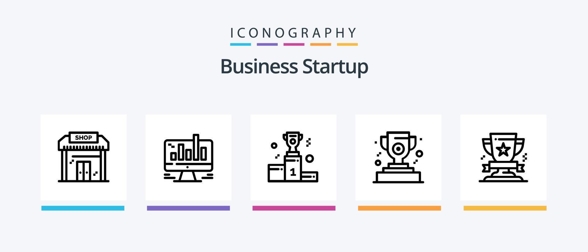 paquete de iconos de línea 5 de inicio de negocios que incluye hoja. puesta en marcha. taza. cohete. negocio. diseño de iconos creativos vector