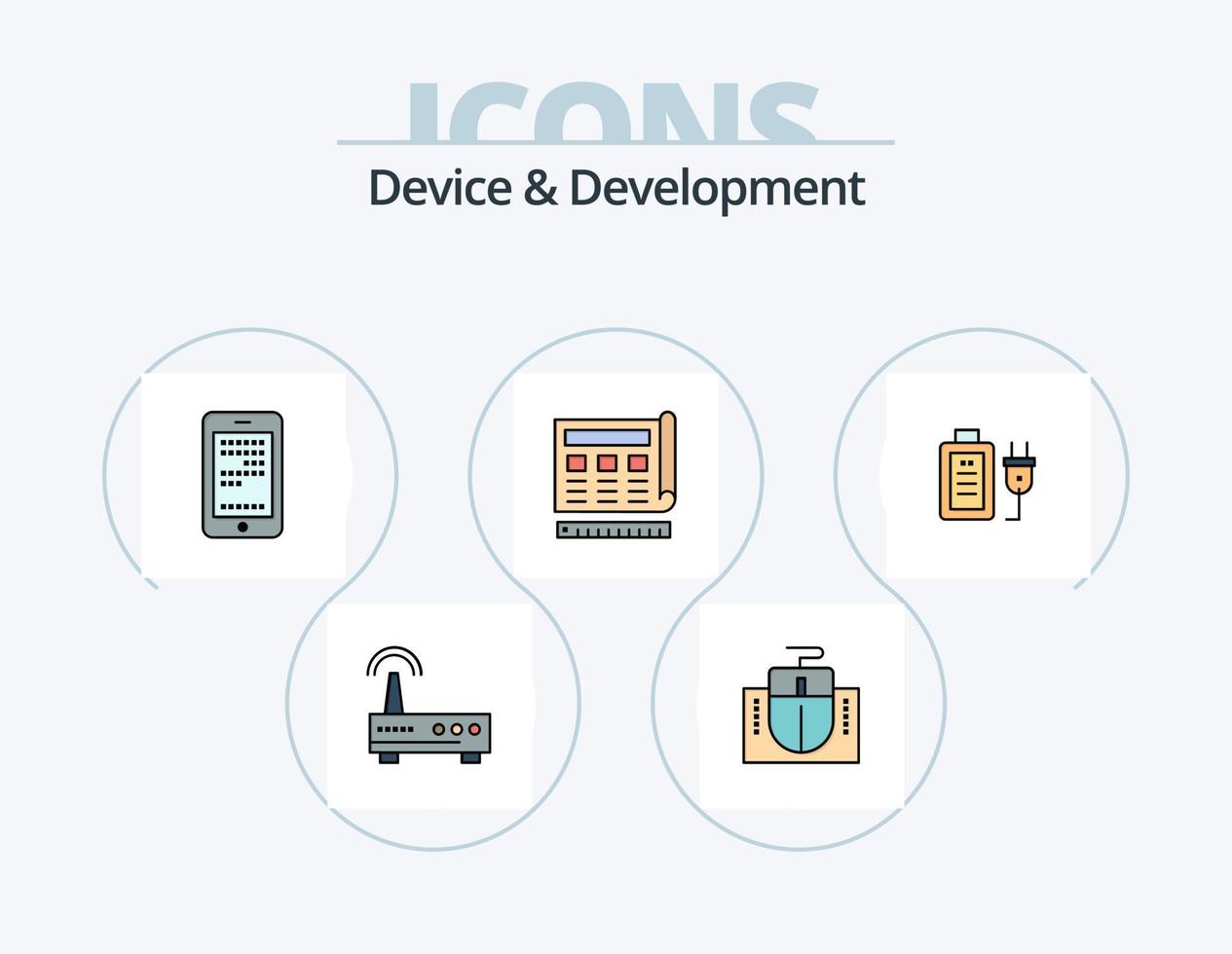 Device And Development Line Filled Icon Pack 5 Icon Design. monitore. on off. algorithm. switch. setting vector
