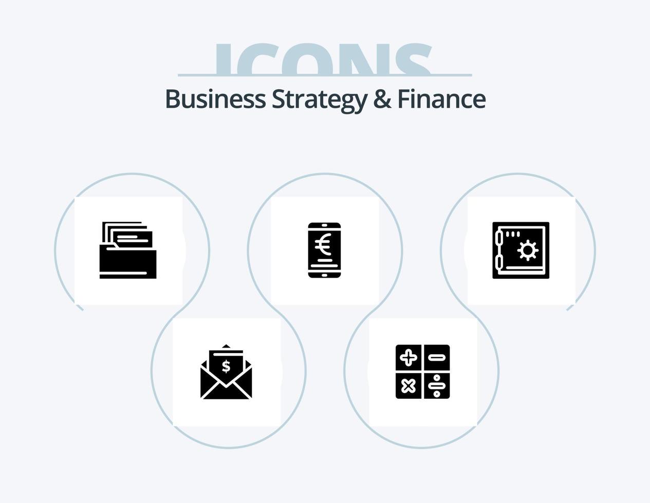 Business Strategy And Finance Glyph Icon Pack 5 Icon Design. online . payment . math. mobile . document vector