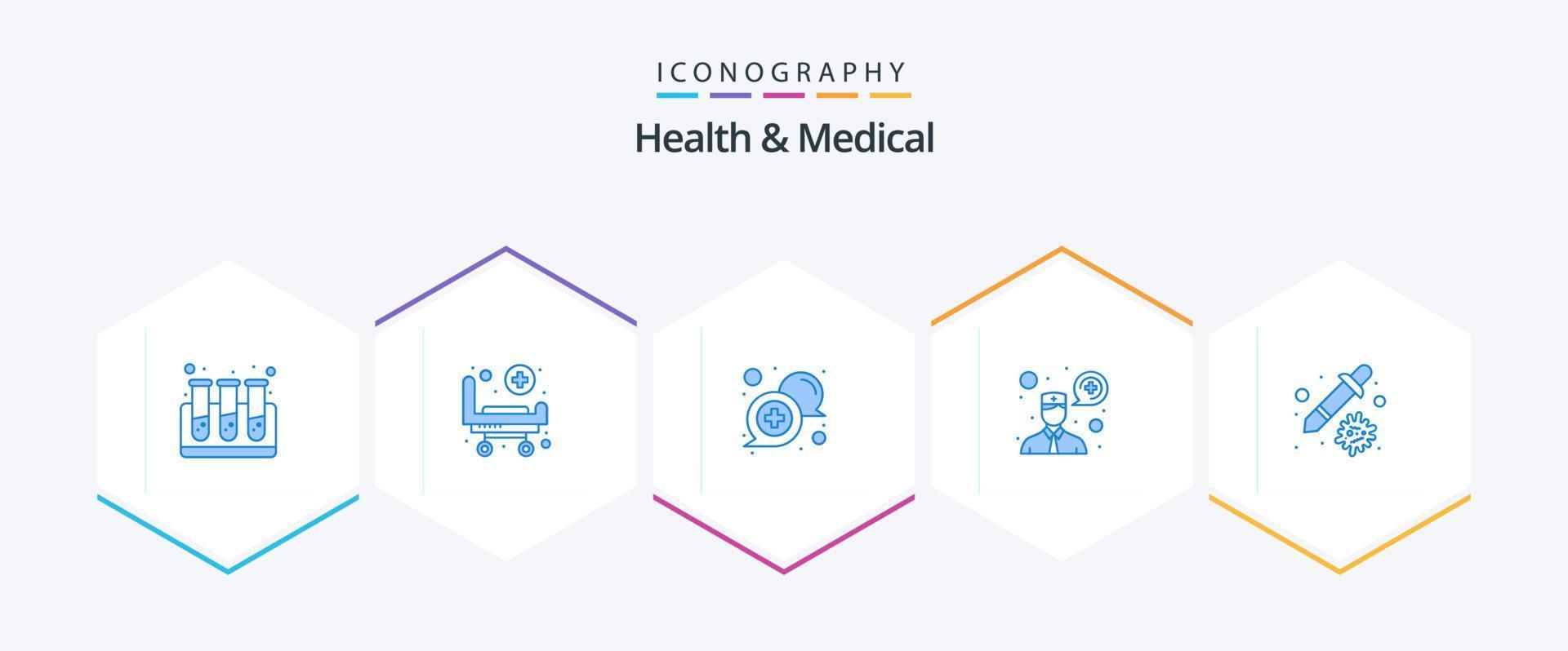 Health And Medical 25 Blue icon pack including pipette. dropper. communication. communication. ask a doctor vector