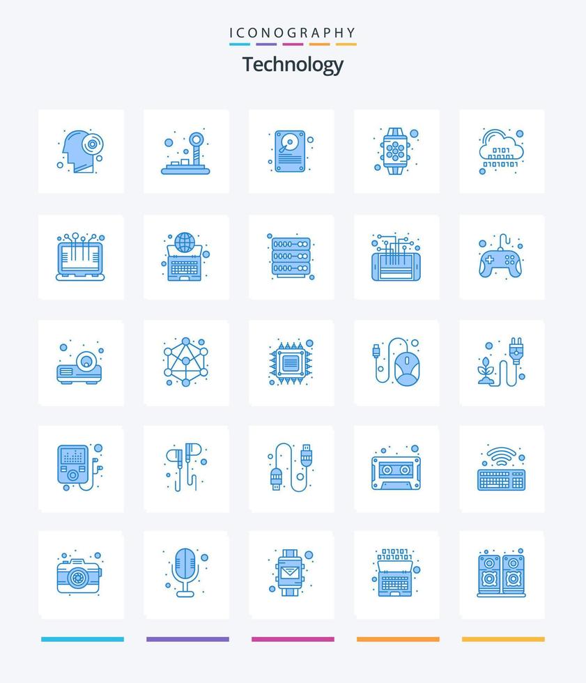 Creative Technology 25 Blue icon pack  Such As cloud. feature. data. watch. device vector