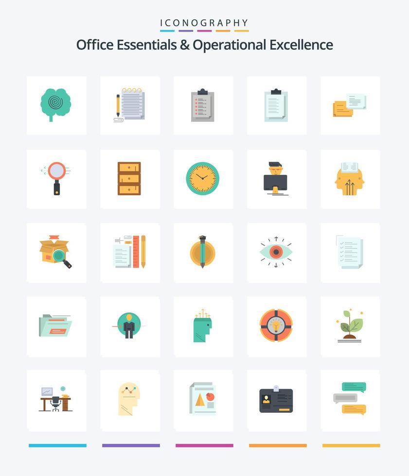 Creative Office Essentials And Operational Exellence 25 Flat icon pack  Such As glass. popup. notepad. message. chat vector