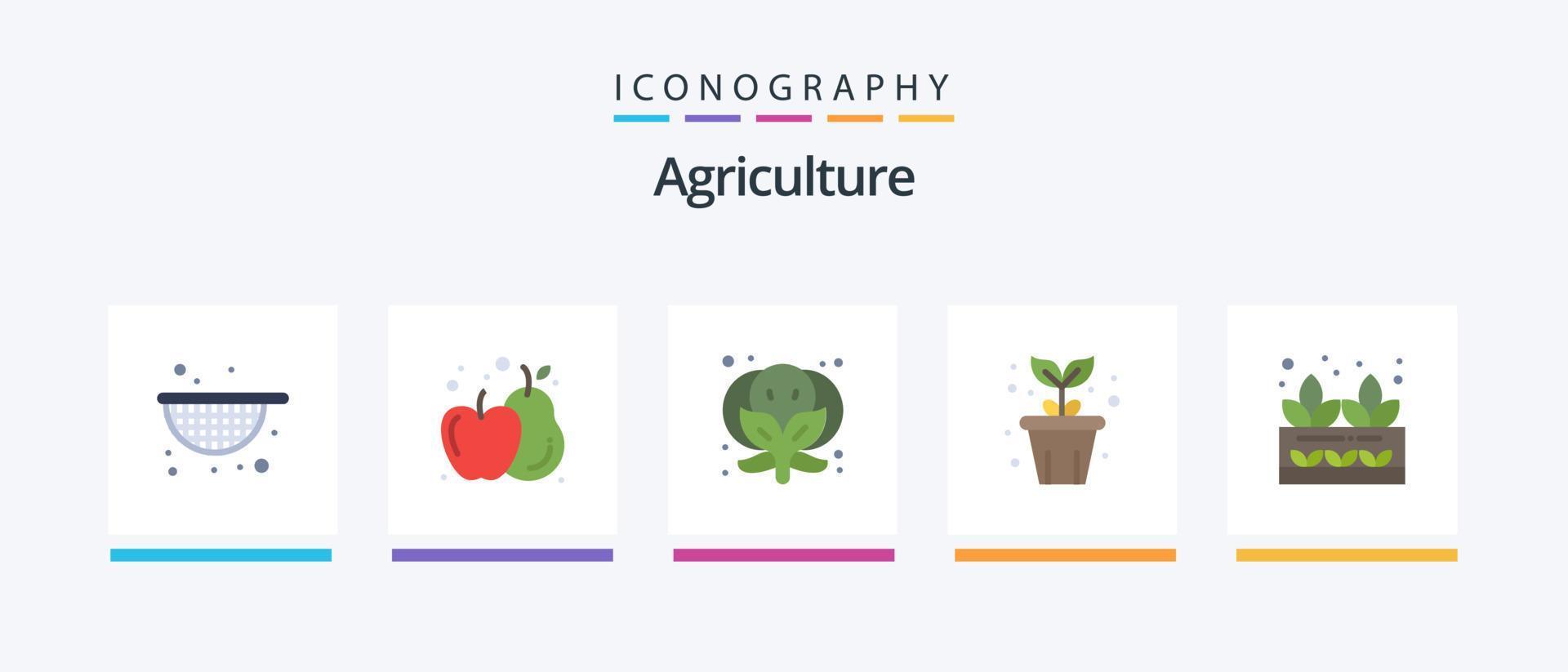 Agriculture Flat 5 Icon Pack Including . nature. vegetable. grower. plant. Creative Icons Design vector