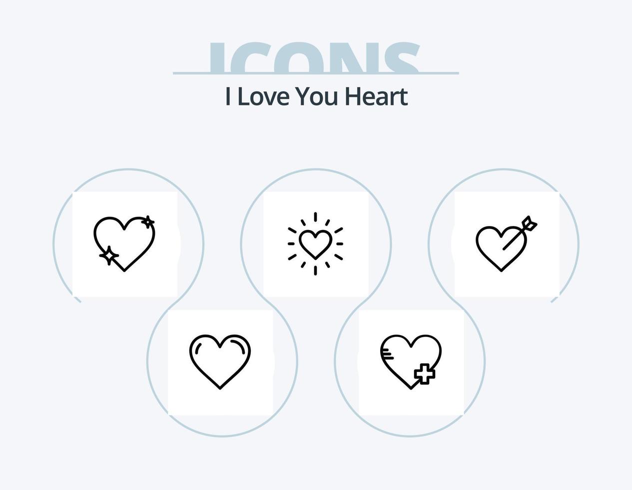 paquete de iconos de línea de corazón 5 diseño de iconos. agregar. como. corazón. amar. roto vector