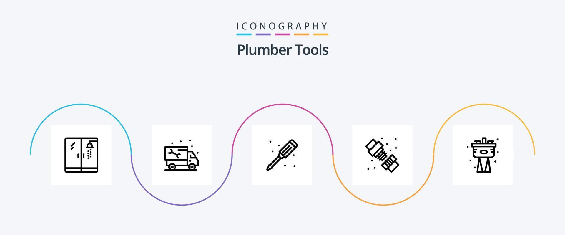 Plumber Line 5 Icon Pack Including plumber. plumbing. mechanical. plumber. joint vector