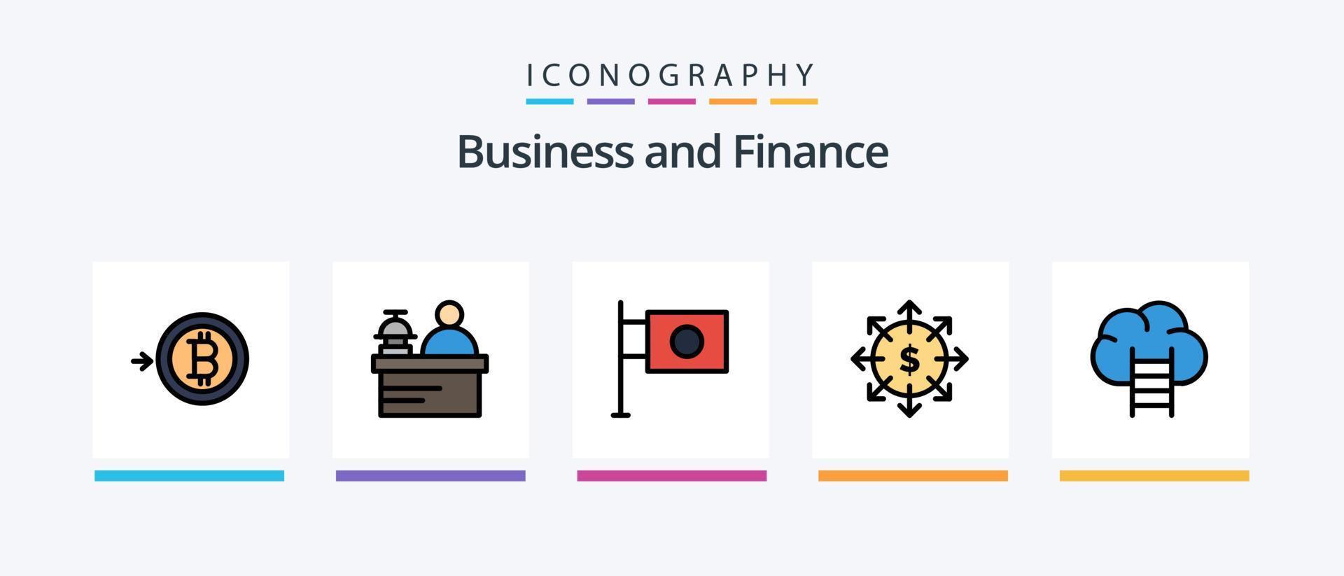 la línea de finanzas llenó el paquete de 5 íconos que incluye . dinero. fondos. diseño de iconos creativos vector