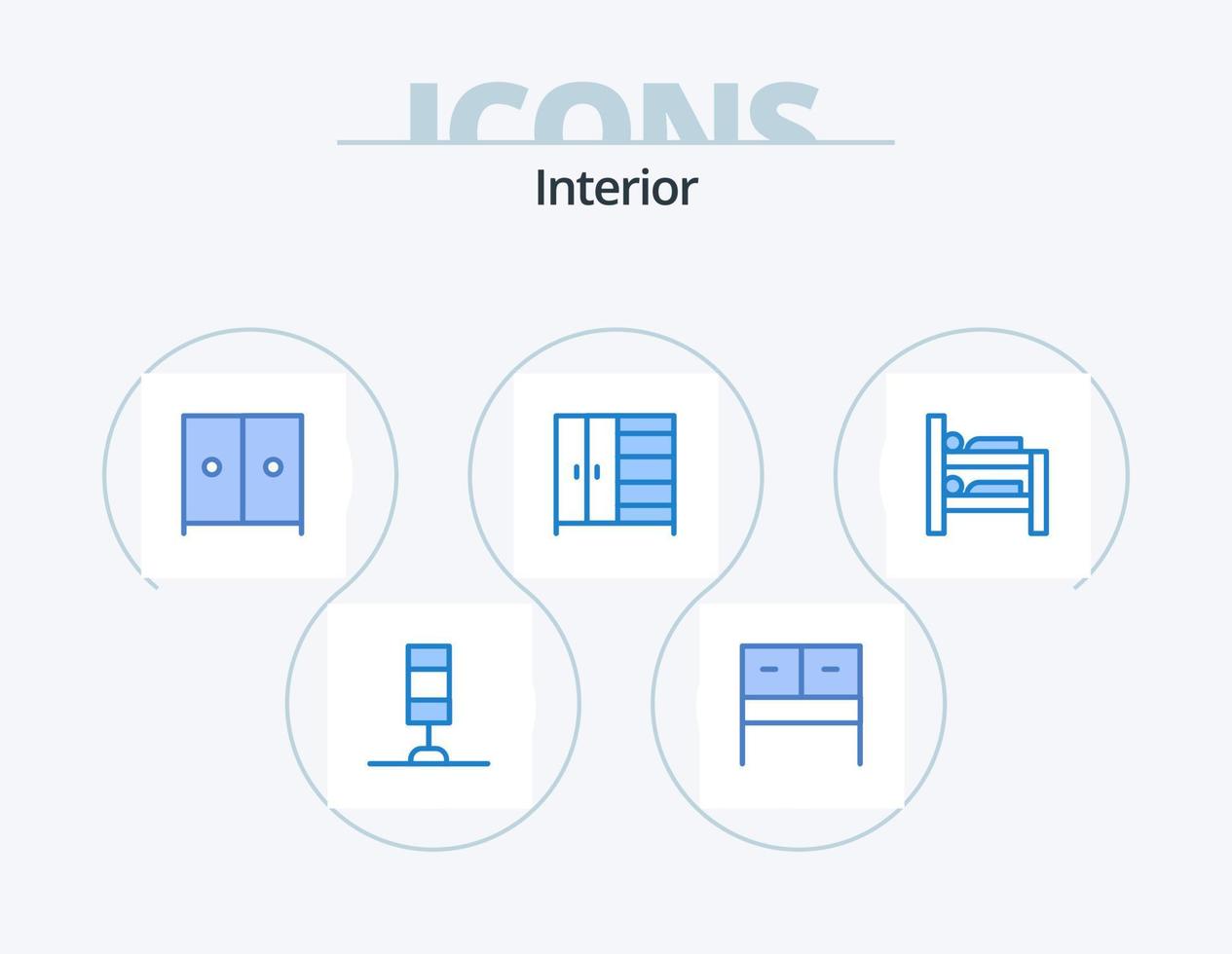 Interior Blue Icon Pack 5 Icon Design. . wardrobe. vector