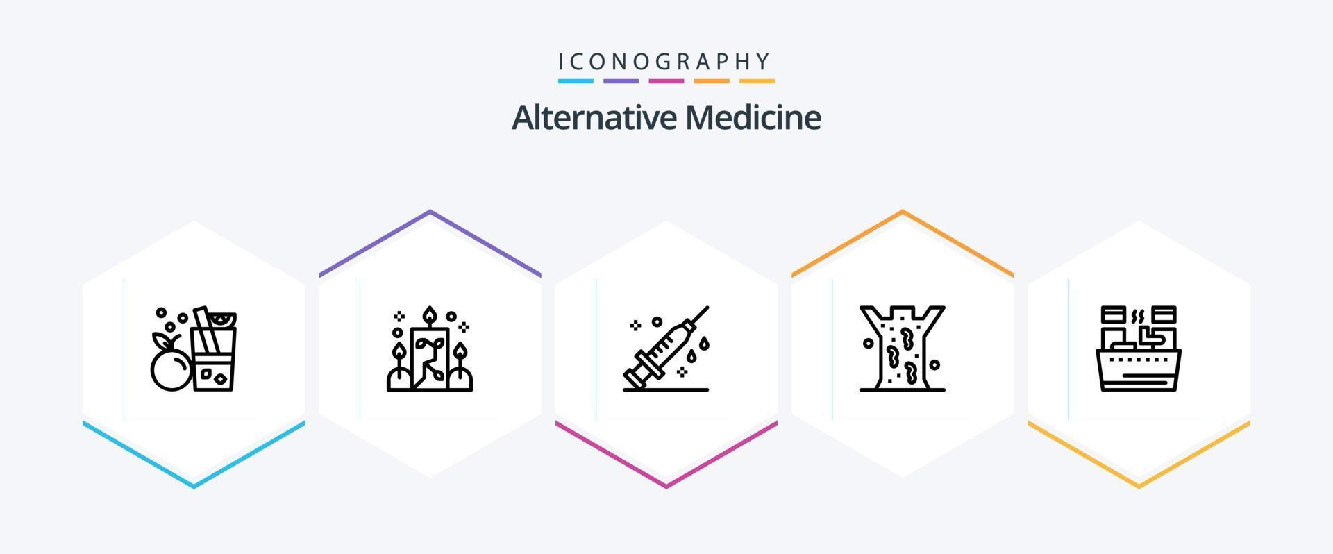 paquete de iconos de 25 líneas de medicina alternativa que incluye remojo. médico. cuidado de la salud. sanguijuela. entomología vector