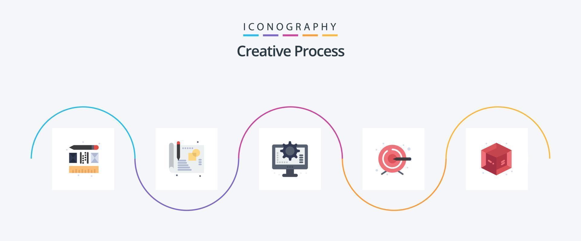 paquete de iconos flat 5 de proceso creativo que incluye . objeto. proceso. proceso. objetivo vector