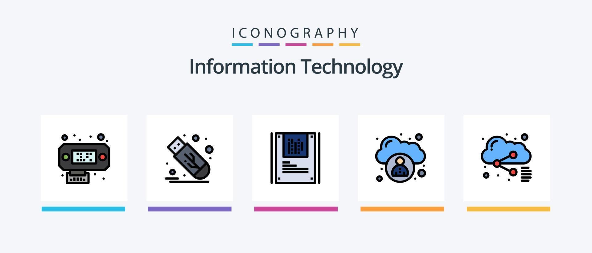 Information Technology Line Filled 5 Icon Pack Including . management. internet. building. Creative Icons Design vector