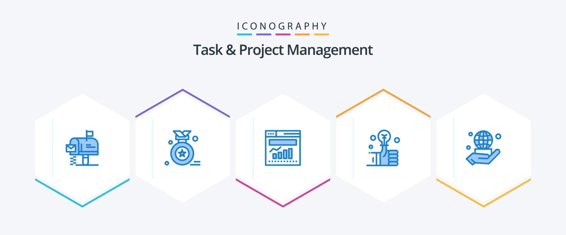 Task And Project Management 25 Blue icon pack including business. hand. graph. smart. hand vector