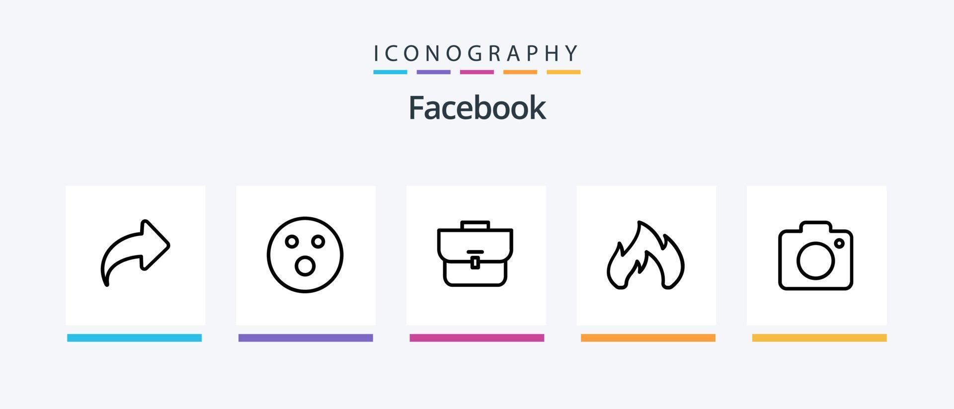 paquete de iconos de la línea 5 de Facebook que incluye imagen. adelante. identificación. bien. flecha. diseño de iconos creativos vector