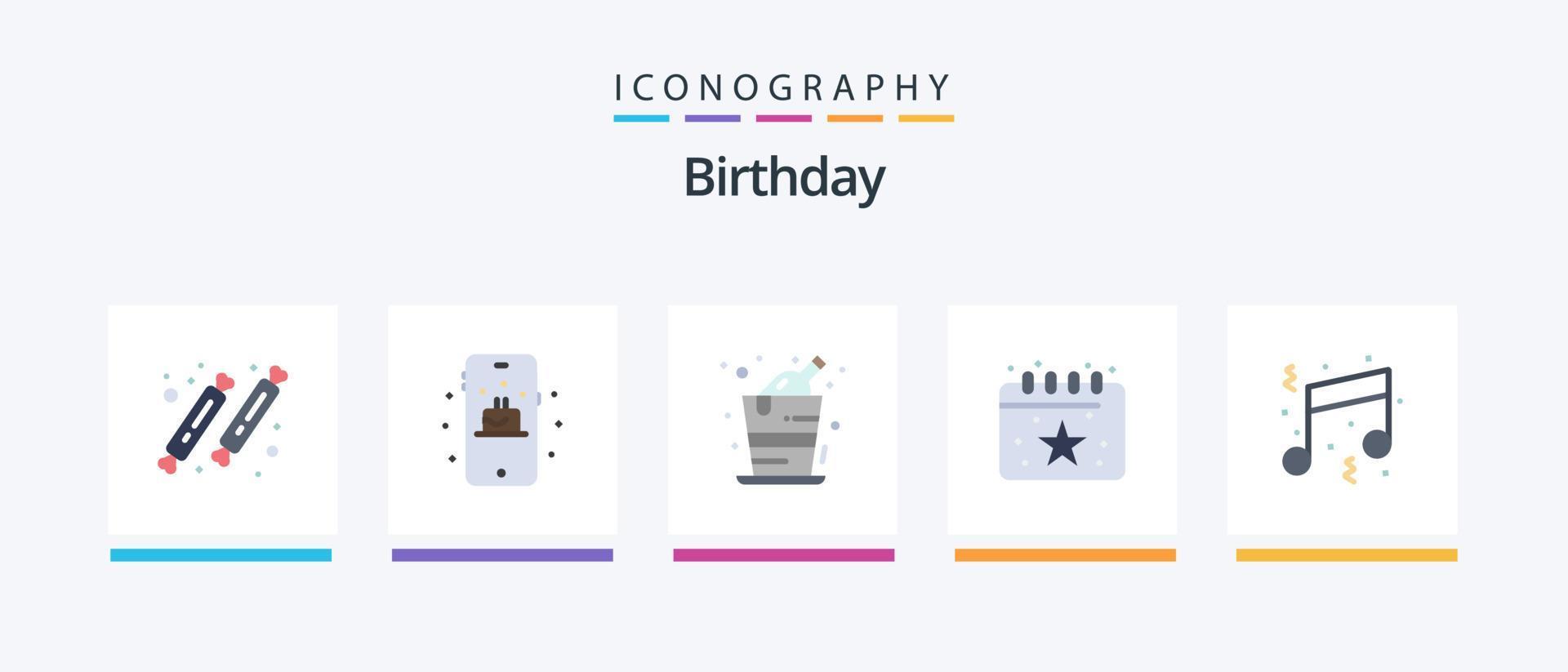 paquete de iconos de 5 pisos de cumpleaños que incluye diversión. fiesta. alcohol. fecha. cumpleaños. diseño de iconos creativos vector