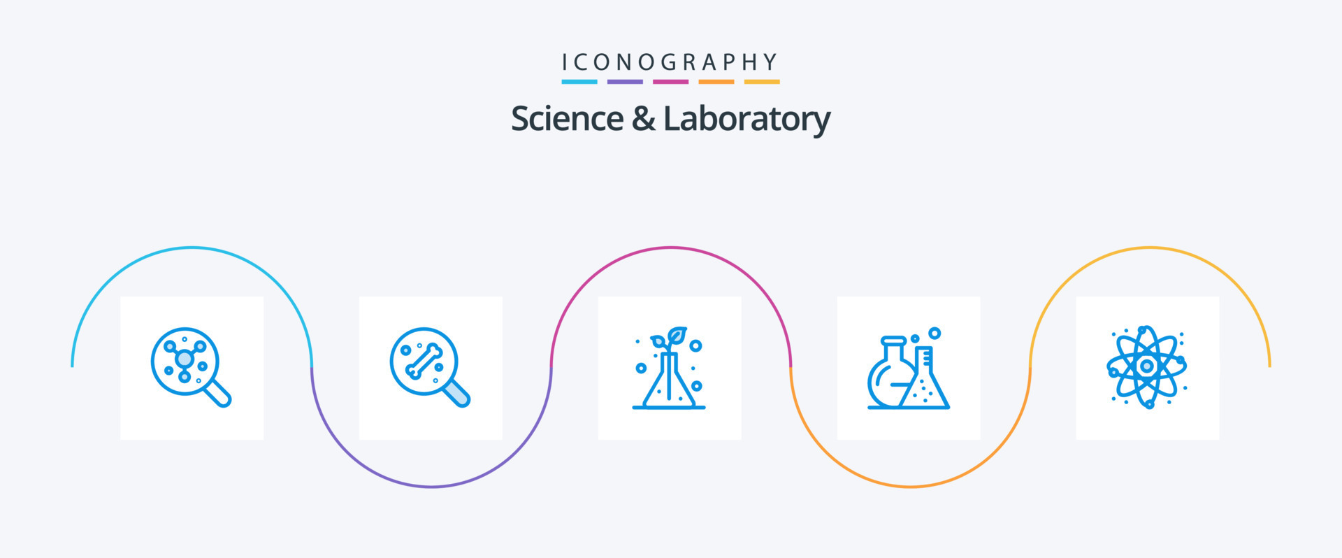 Science Blue 5 Icon Pack Including . react. flask. physics. lab
