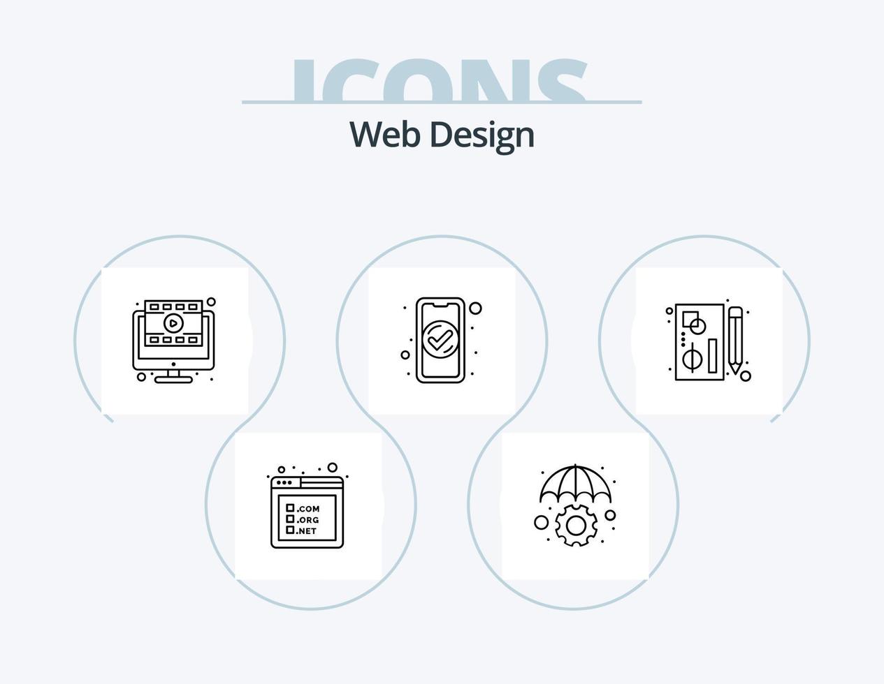 Web Design Line Icon Pack 5 Icon Design. chain. designing. access. design. web page vector