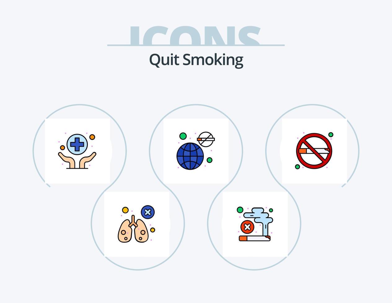 Quit Smoking Line Filled Icon Pack 5 Icon Design. cigarette. unhealthy. healthcare. smoking. time vector