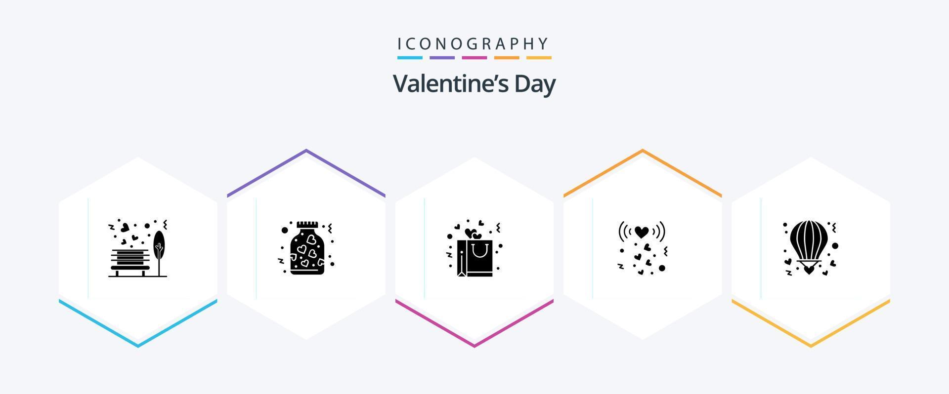 paquete de iconos de 25 glifos del día de san valentín que incluye aire. romance. romance. amar. romance vector