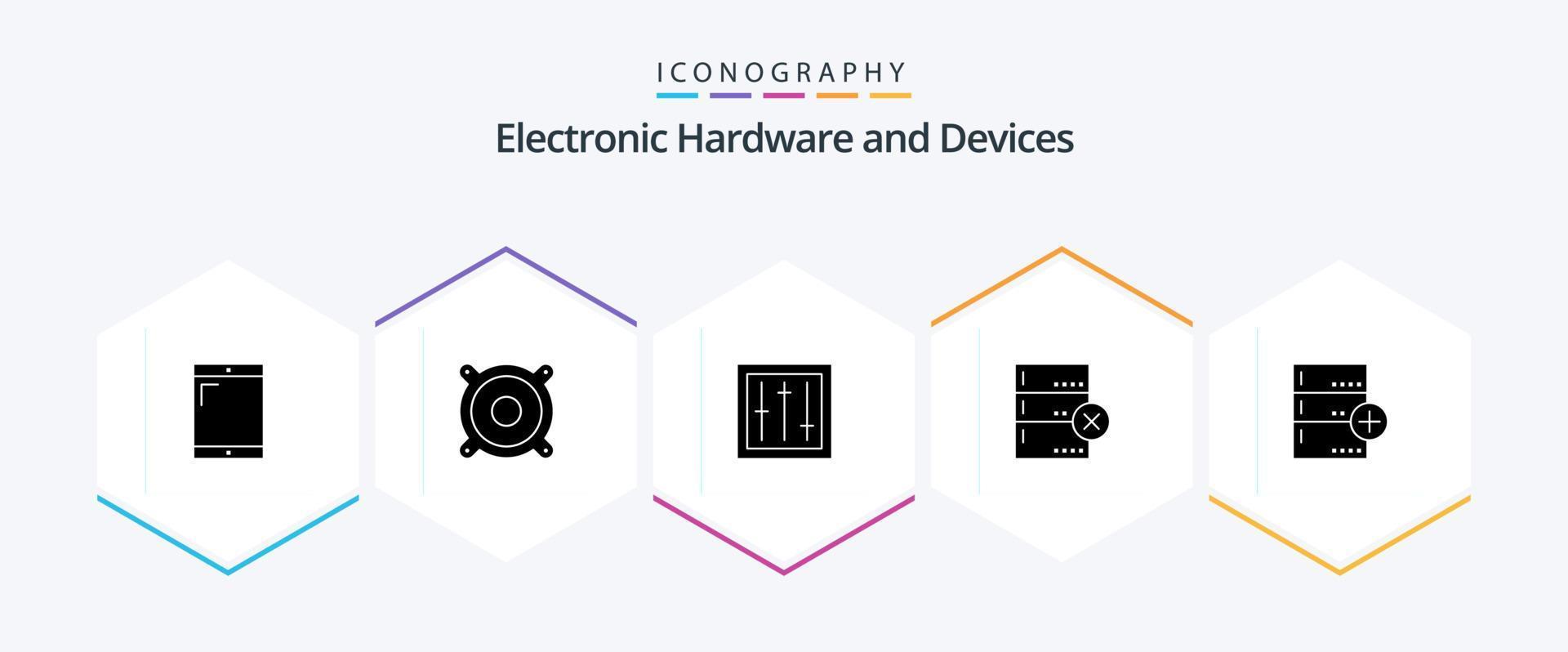 Devices 25 Glyph icon pack including data. backup. electronics. add. data vector